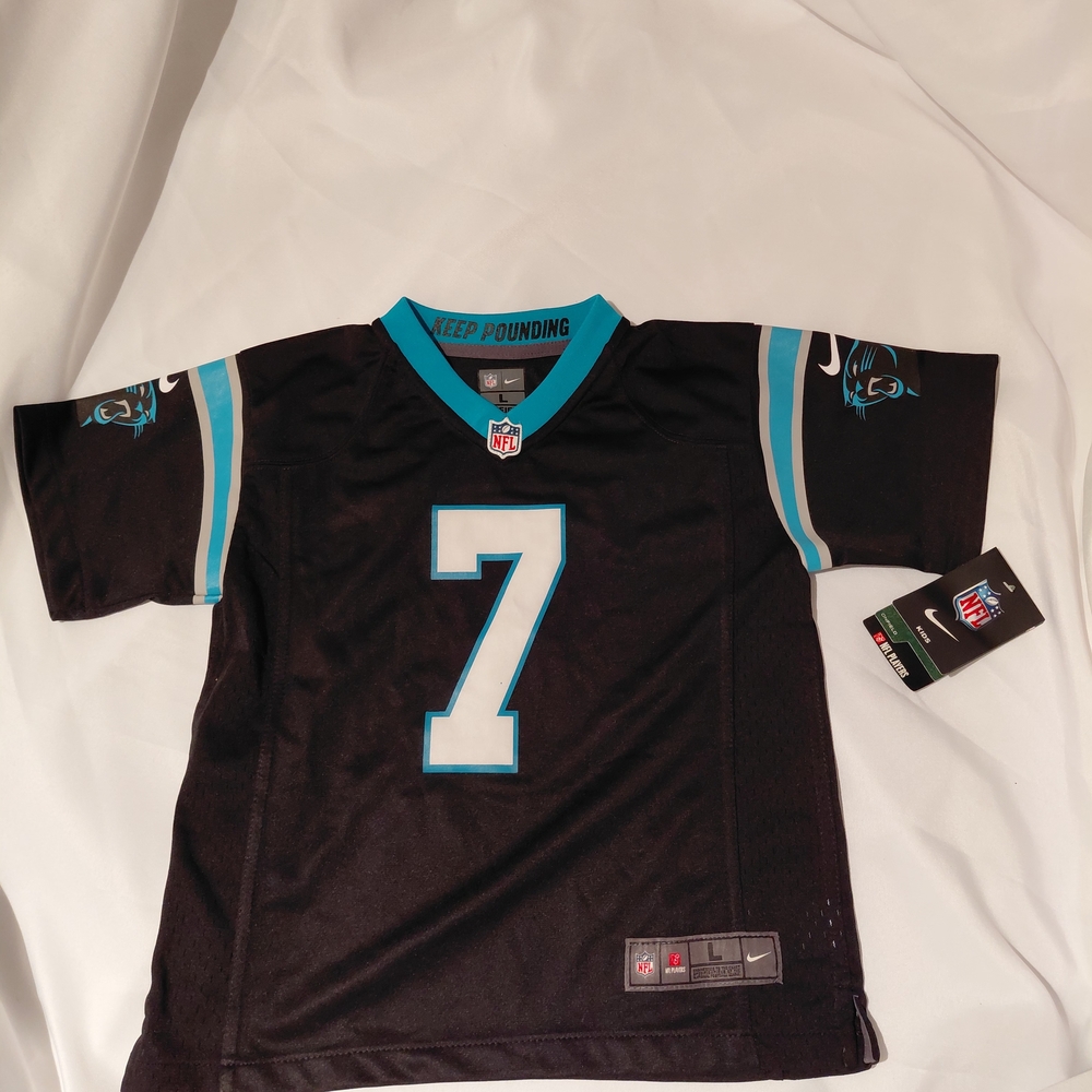 NFL Panthers Kids Jersey in Black and Teal Size Large 7